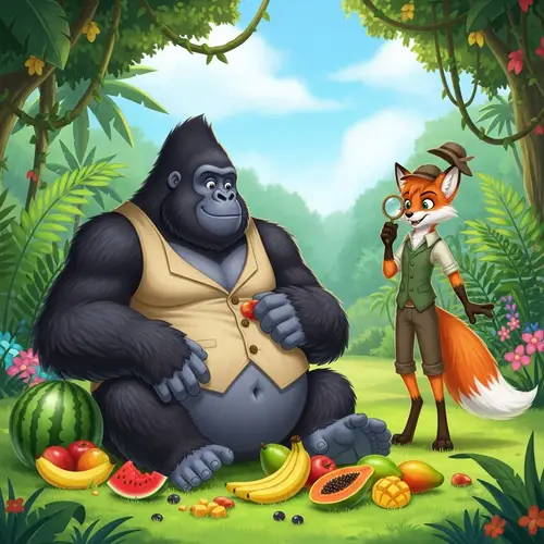 Gorilla Eating Fruit - Unique Fox Character Observation