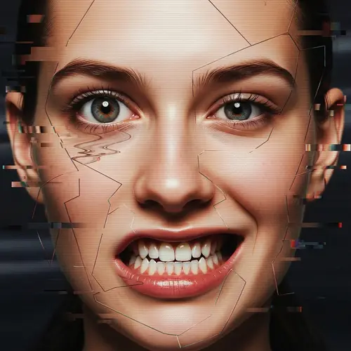 Distorted Human Face with Interference