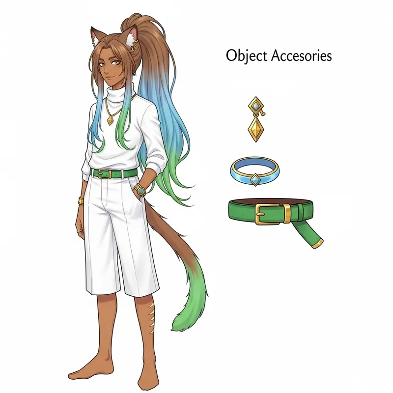 Skinny Boy with Cat Ears: Character Reference Sheet & Adopt