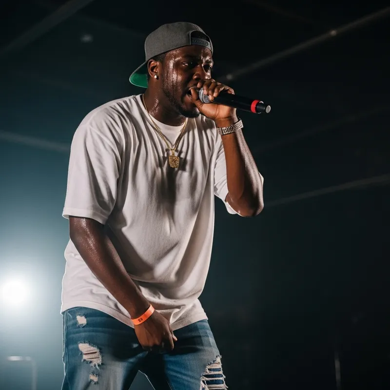 Passionate Male Rapper in 20s | Dynamic Stage Performance Passionate Male Rapper in 20s | Dynamic Stage Performance