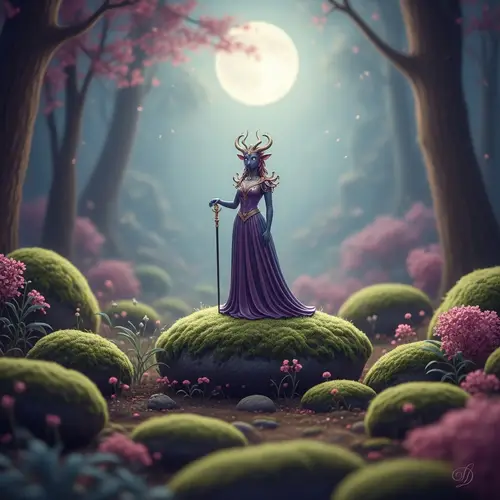 Mystical Creature in Moonlit Forest | Fantasy Art Inspired by Maxfield Parrish