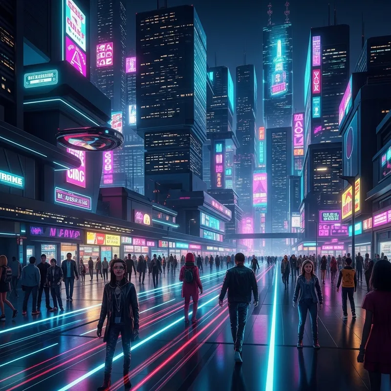 Futuristic Neon Cyberpunk Cityscape | Vibrant Metropolis at Night