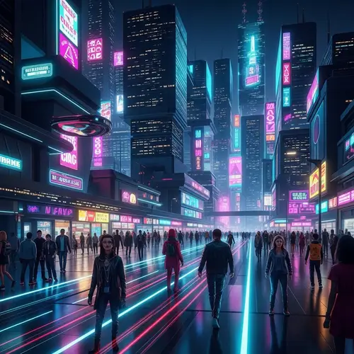 Futuristic Nocturnal Metropolis | Neon City Life Exploration