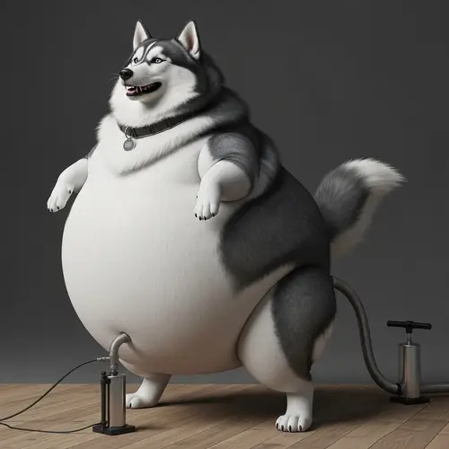 Feral Inflated Siberian Husky: Bizarrely Overblown Dog