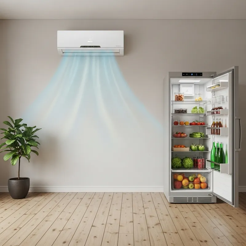 Air Conditioner and Fridge in a Closed Room