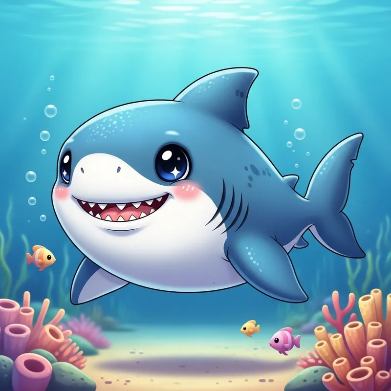 Cute Shark Cartoon - Fun Underwater Illustration for Kids