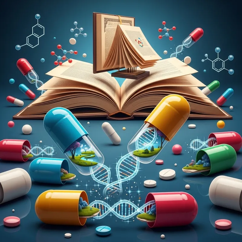 Abstract Medication Concept with DNA and Landscapes