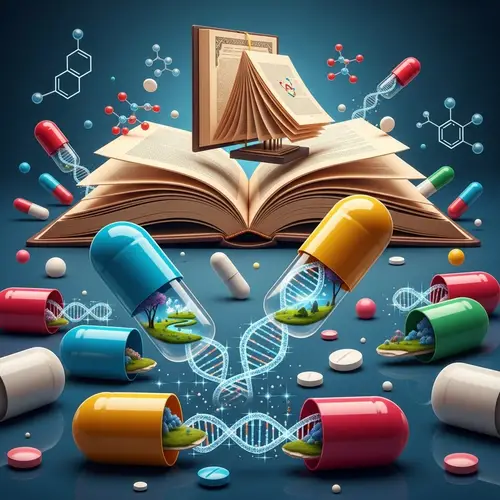 Abstract Medication Concept with DNA and Landscapes