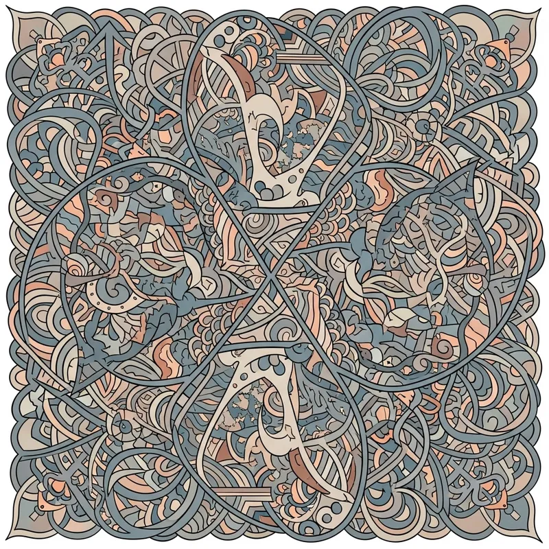 Intricate Geometric and Organic Design with Vibrant Harmony