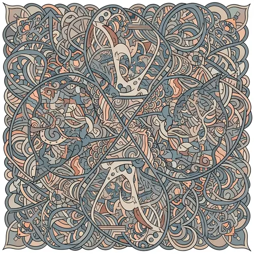 Intricate Geometric and Organic Design with Colors and Balance