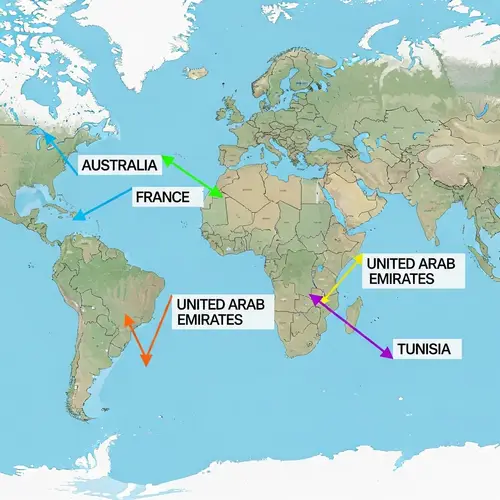 Global Offices World Map with Arrow Marked Locations