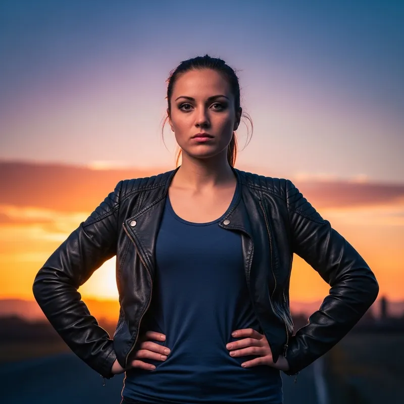 Defiant Woman - Strength & Resilience in Dramatic Lighting