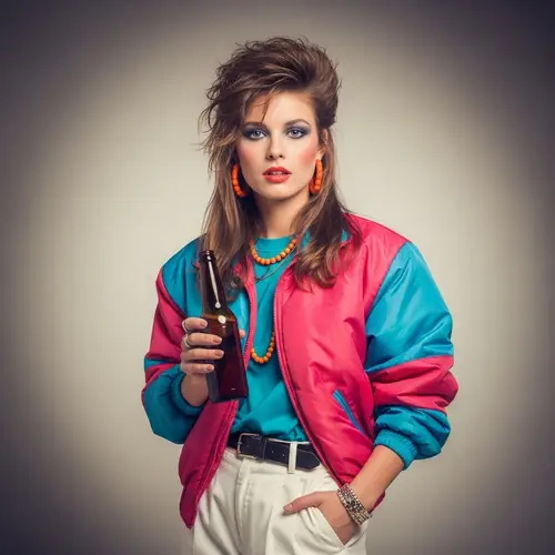 1980's Vintage Photo of Female Model with Beer Bottle