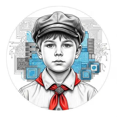 Graphite Pencil Sketch of Young Eastern European Boy