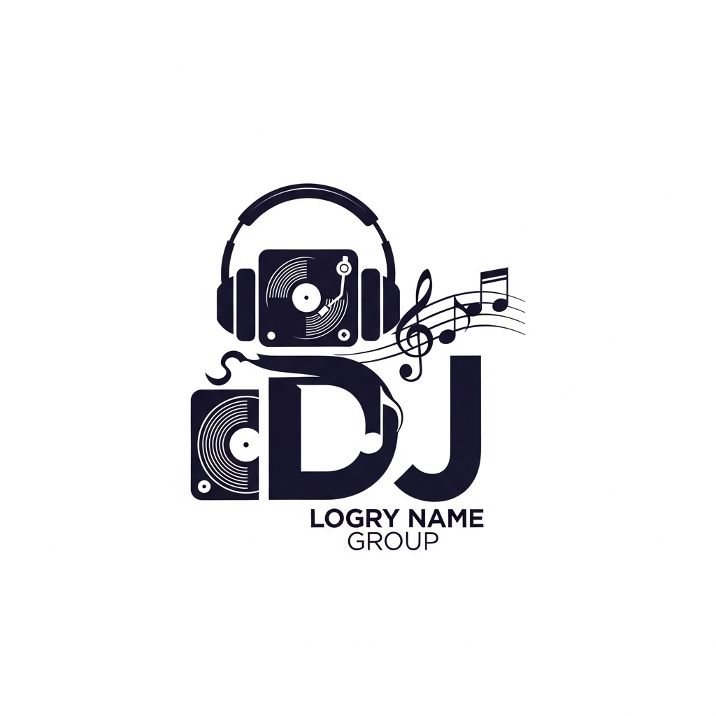 Dynamic DJ Music Team Logo Design | AI Art Generator | Easy-Peasy.AI, image size:1024x1024