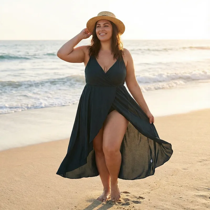 Stunning Beach Photo of Woman with 44 DDD Boobs