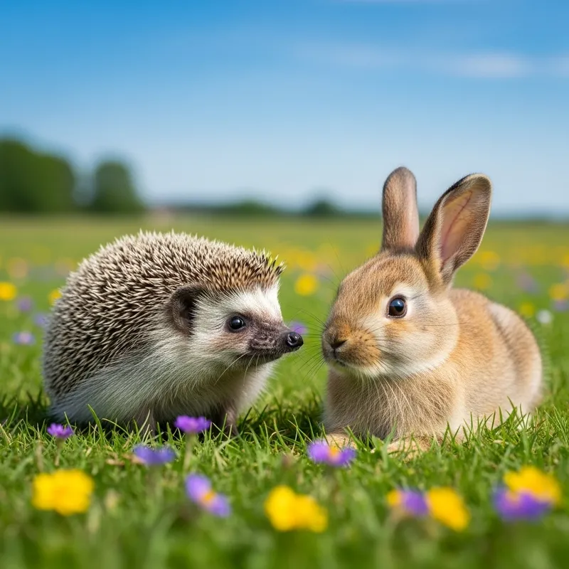 Heartwarming Hedgehog and Rabbit Friendship in Enchanting Meadow