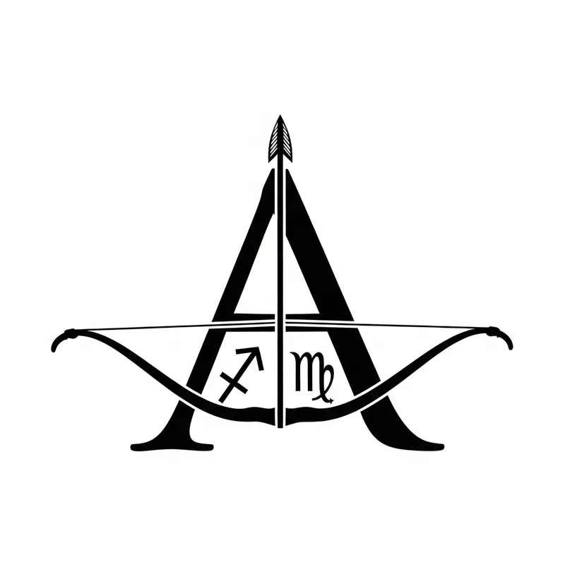 Creative Design of the Letter 'A' with Sagittarius Symbol