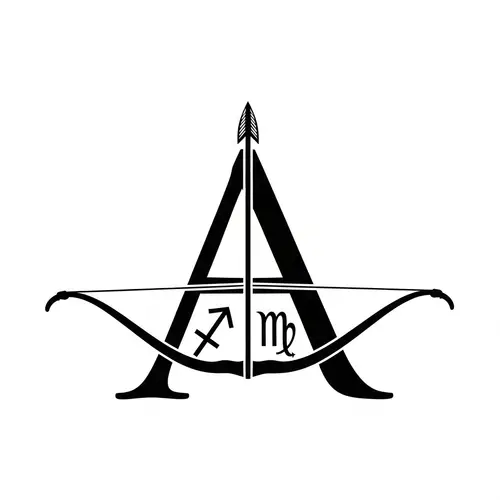 Creative Design of the Letter 'A' with Sagittarius Symbol