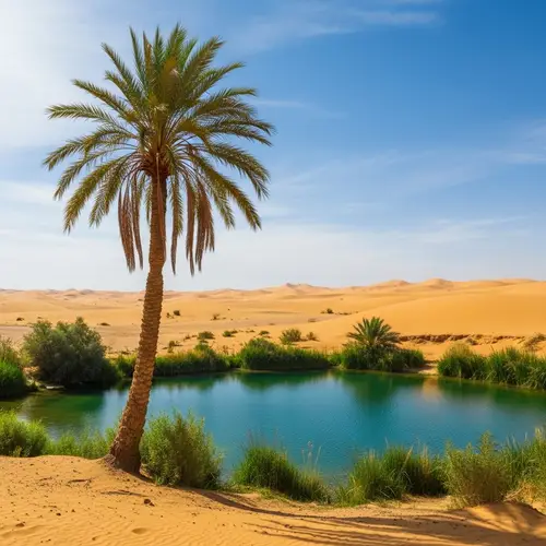 Palm Tree Oasis in the Desert: A Serene Escape