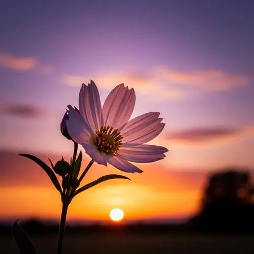 Tranquil Flower in Enchanting Sunset