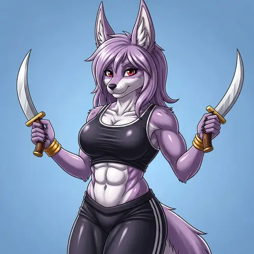 Impressive Abdominal Muscles on Female OC Sonic Lilac Purple Ruby Jackal