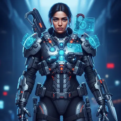 Futuristic Sci-fi Mercenary in Advanced Body Armor
