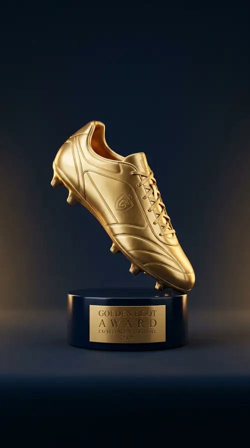 Elegant Golden Football Boot Trophy in Minimalist Style