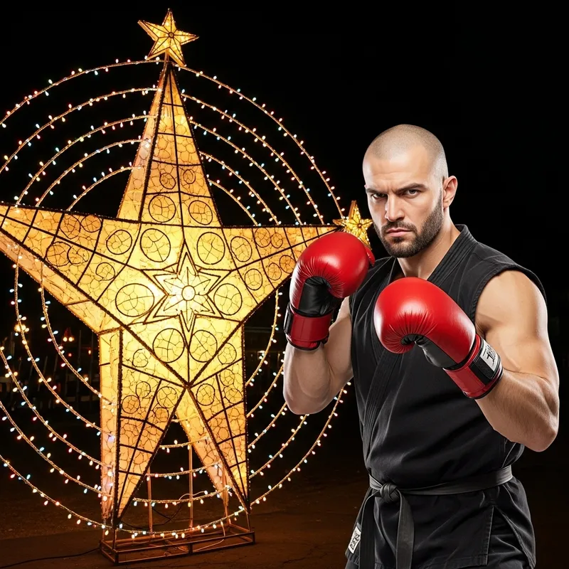 Colorful Christmas Parol Illuminated by UFC Fighter Spirit