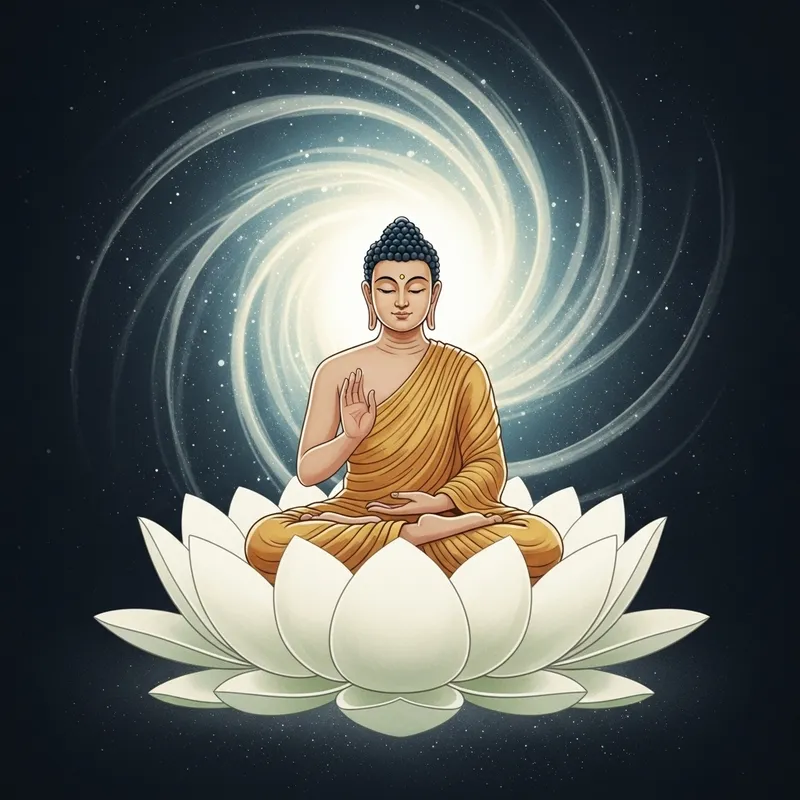 Serene Buddha Meditation on Lotus - Whimsical Watercolor Art