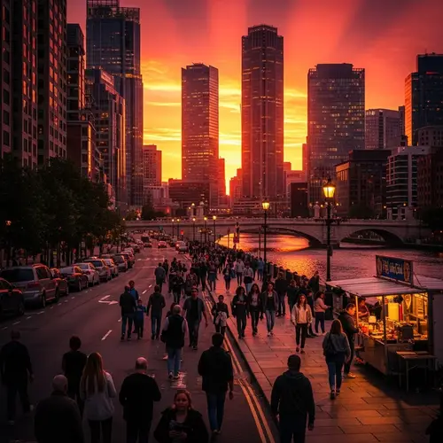 Vibrant Cityscape at Dusk | Spectacular Skylines & River Views
