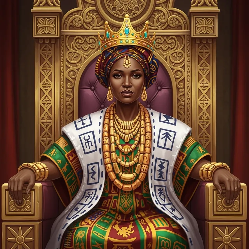 African Queen in Royal Attire | Throne Portrait
