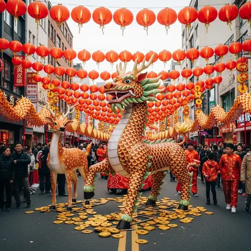 Majestic Qilin Celebrates Chinese New Year in Vibrant Street Parade