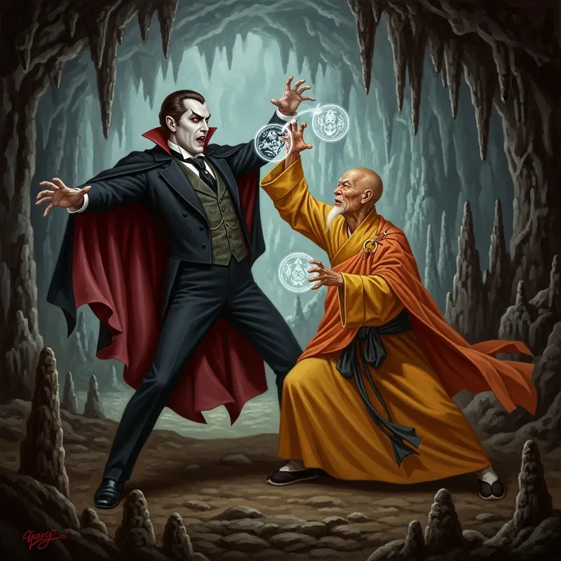 Dracula Battles Ancient Chinese Monk: Supernatural Confrontation