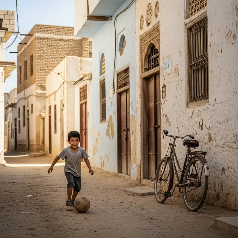 Middle Eastern Child Playing in the Street