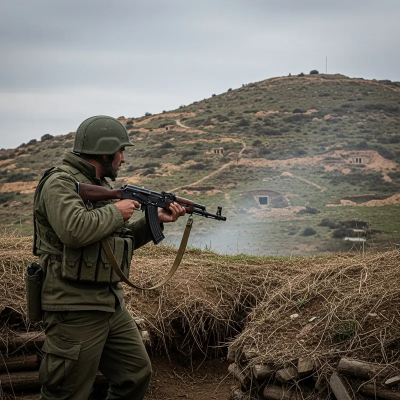 Hispanic Liberation Army Soldier on Fortification | Military Stare