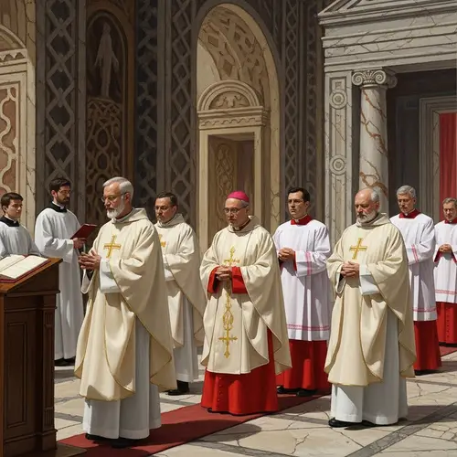 Judean Catholic Priests in Ancient Temple