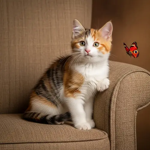 Adorable Cat | Small Domestic Feline with Fluffy Fur