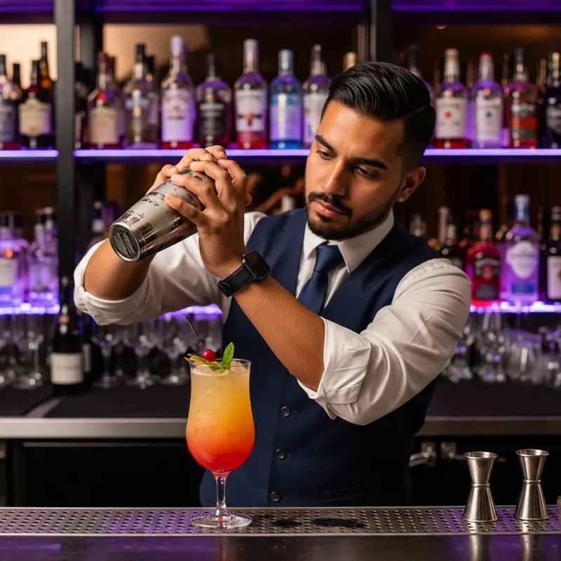 Expert Bartender Craft: Vibrant Cocktail Preparation