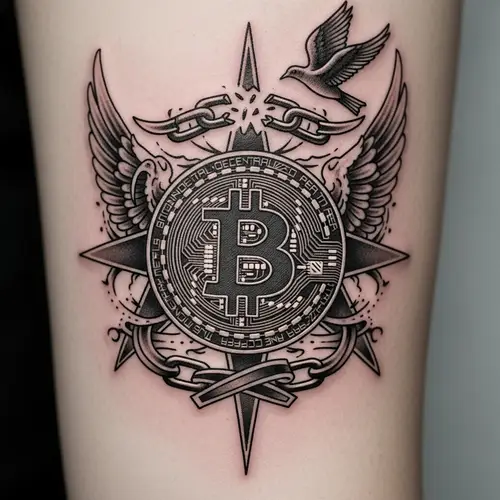 Bitcoin Freedom Tattoo Design | Financial Liberty Symbol