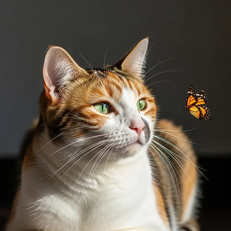 Beautiful Calico Cat Relaxing in Natural Colors
