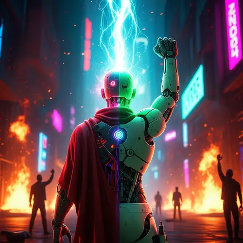 Futuristic City Protest | Resistance Visual in Neon Colors