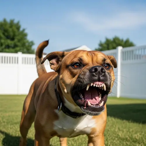 Intense Medium-Sized Breed Dog in Defensive Stance