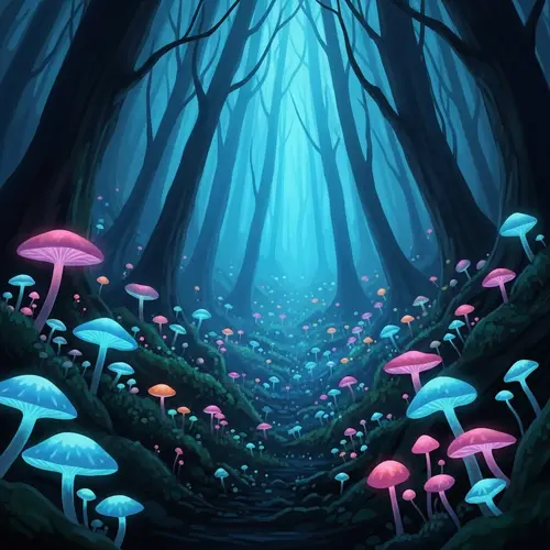 Mystical Forest with Glowing Mushrooms | Natural Beauty