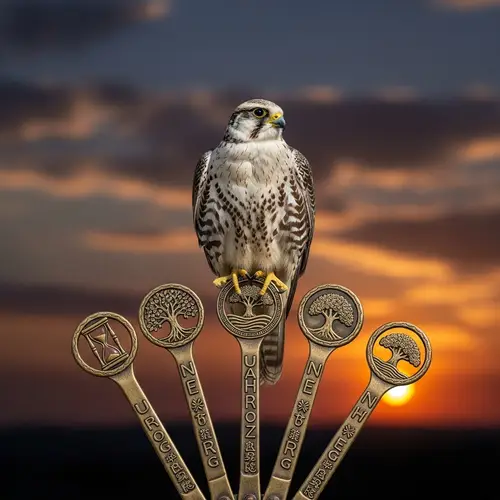 Saker Falcon with Levers of Longevity Art