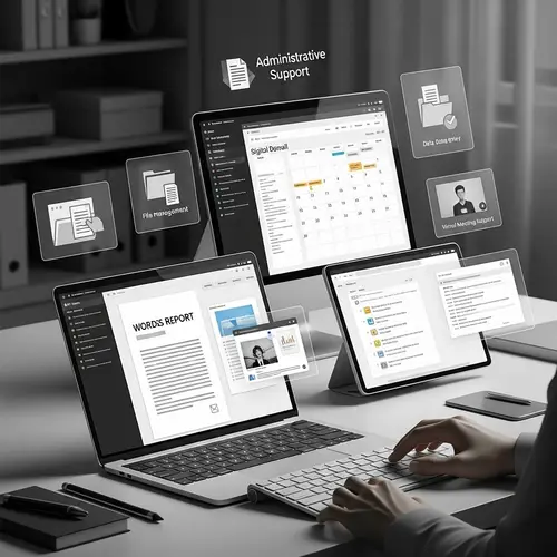 Virtual Administrative Support Services | Grayscale Image