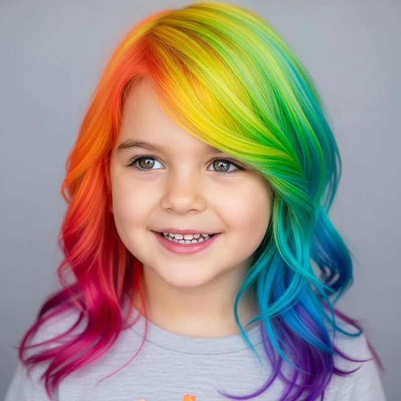 Kid with Rainbow Hair: Joyful & Colorful Child Portrait