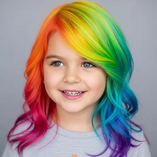 Colorful Rainbow Hair: Joyful Child Portrait