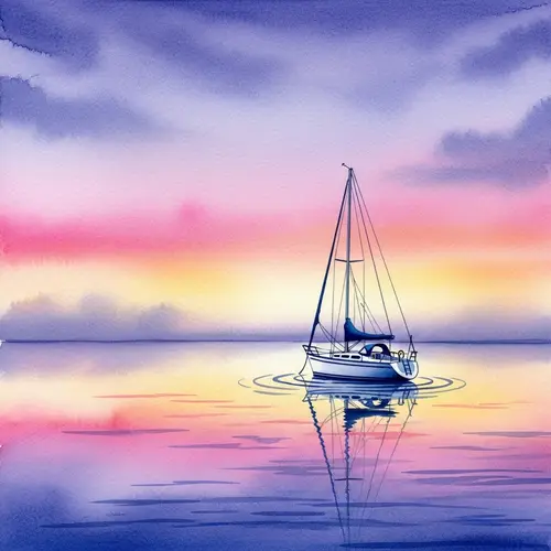 Tranquil Sailboat Watercolor Painting | Serene Ocean Scene