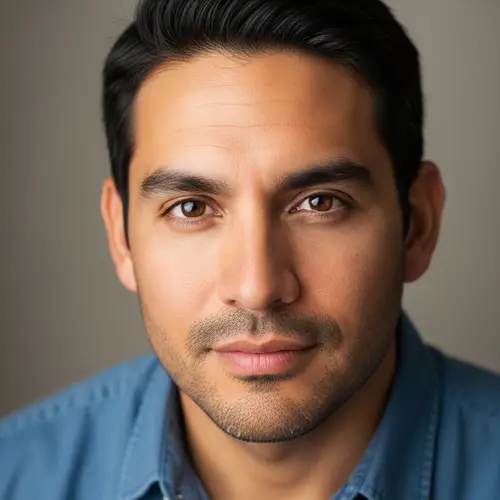 Hispanic Male Portrait in Mid-Thirties | Warm Brown Eyes & Resilient Charm